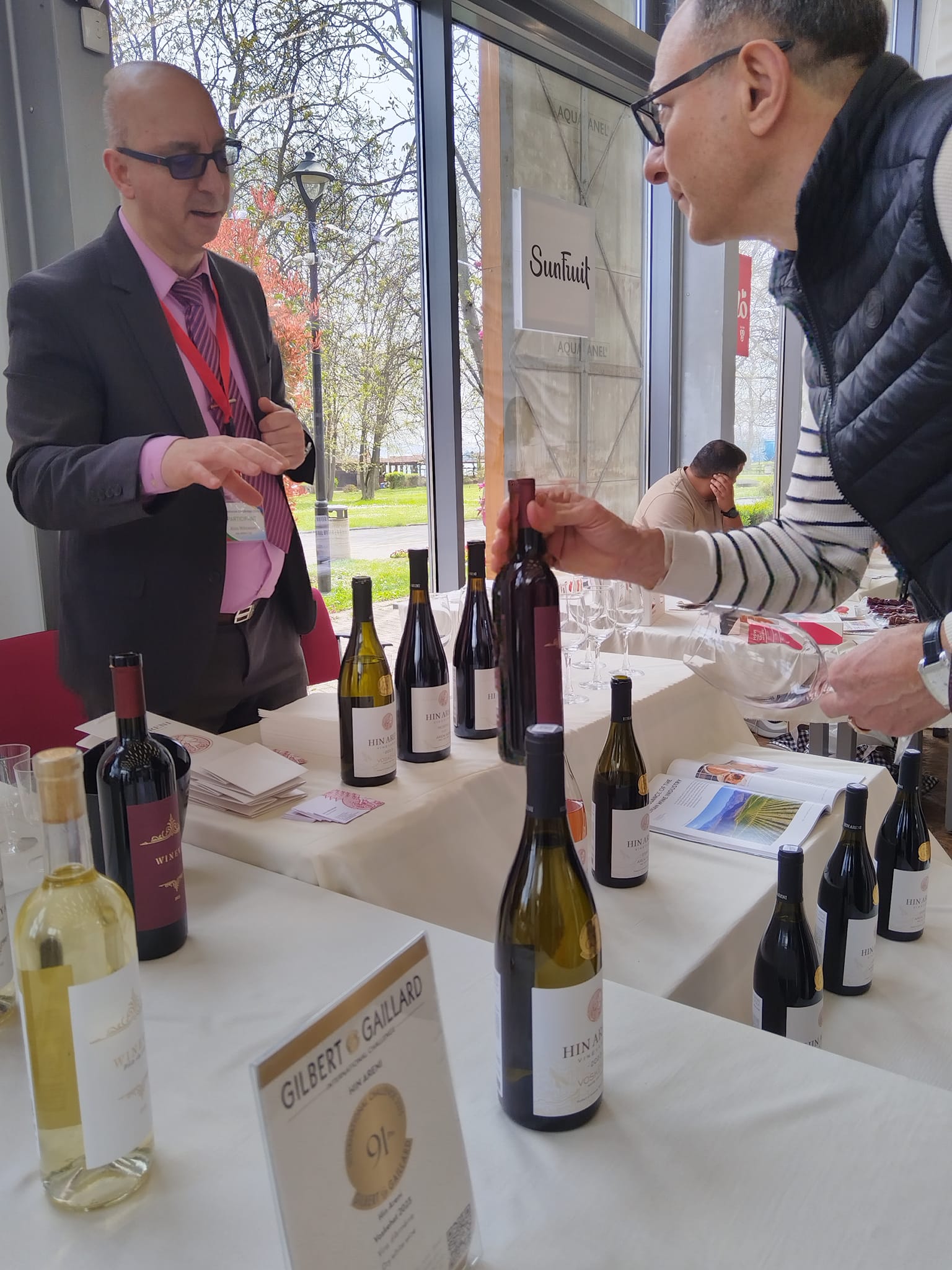 Wine experts at an international tasting event